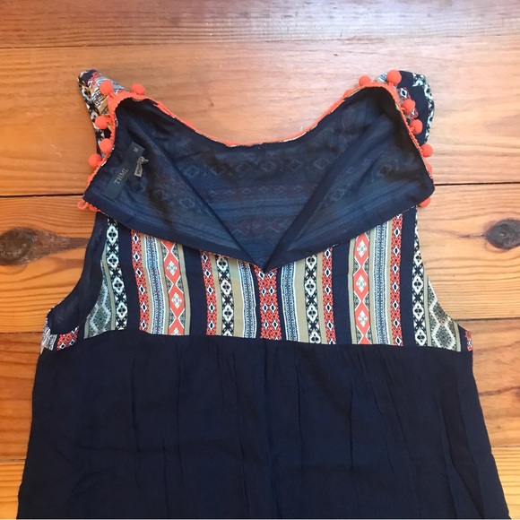 THML Navy Orange Striped Pom-Pom Shift Dress, EUC, M - Picture 12 of 12